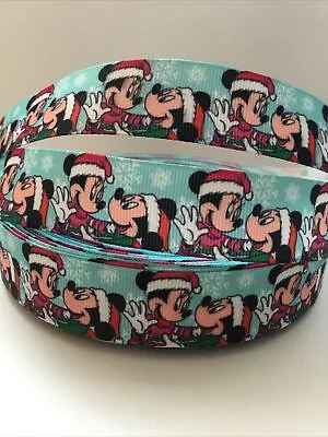 Christmas Mickey Mouse Ribbon (25mm) Width For Craft Hair Cake Deco Etc • £1.99