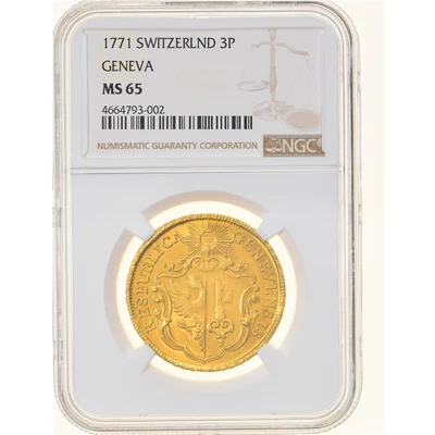 $52000 • Buy [#908317] Coin, SWISS CANTONS, GENEVA, 3 Pistoles, 1771, Genève, Very Rare, NGC,