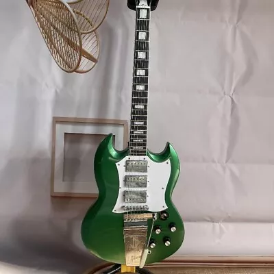 Metallic Grass Green SG 60s Custom Electric Guitar HHH Pickups Tremolo Free Ship • $309