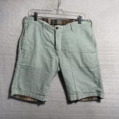 Tailor Vintage Reversible Khaki Seersucker Chino Shorts Pants Indian Madras 30 • $8.69