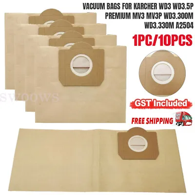 6/10x Vacuum Bags For KARCHER WD3 WD3.5P Premium MV3 MV3P WD3.300M WD3.330M A250 • $20.49