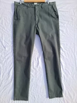 H&M HM L.O.G.G. Skinny Stretch Tapered Chino Khaki Slim Work Prep Pants Size 37 • $32