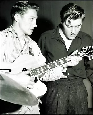 Elvis Presley With Scotty Moore 1953 Gibson L-5 CESN Guitar 8 X 11 Pin-up Photo • $4