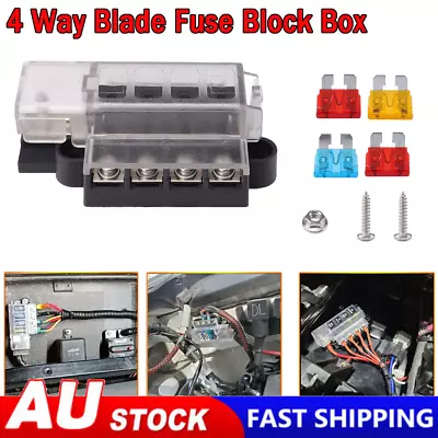 4 Way Blade Fuse Block Box Compact 4 Circuit & Cover Circuit Caravan Marine Car • $20.99