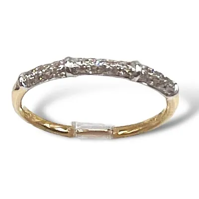 14k Yellow Gold Micro Pave Diamond Band Ring Natural Stackable Sz 7 • $499