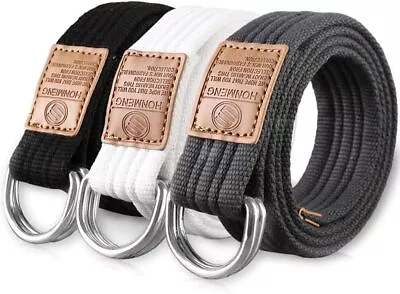 Hantier 3 Pack Canvas Web Belts 1.25  Wide Double D-ring Buckle For Men Adjusta • $29.83