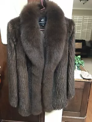 Vintage Genuine Scandinavian￼ Mink With Fox Dyed Fur Collar Med • $295