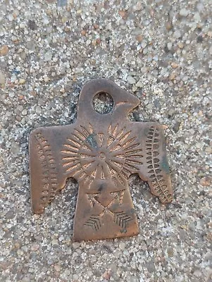 Early 1909s Copper Thunder Bird Dog Tag Pendant Native American Jewelry EF • £32.16