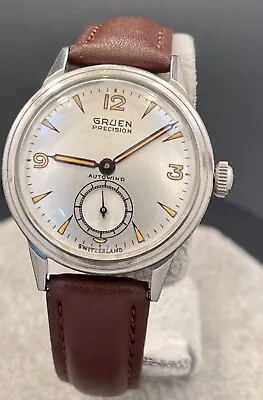 Vintage Gruen Precision Bumper Autowind Military Luminous Dial Watch Service 460 • $319