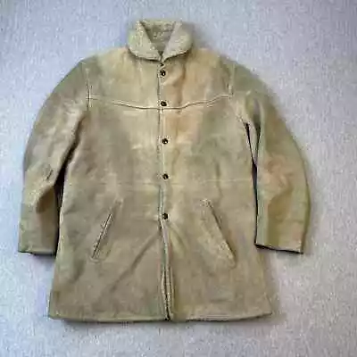 Vintage Bay River Shearling Suede Leather Jacket - Sz M/L - 60s 70s Rare • $68