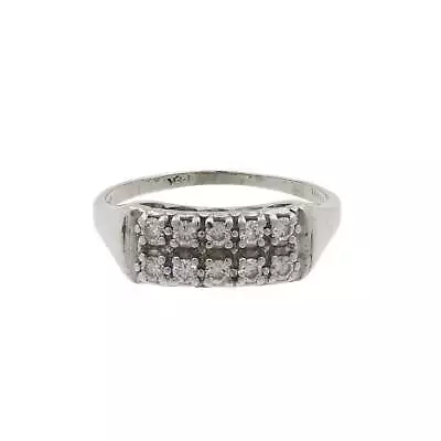 Vintage Estate 14k White Gold Two-Row Round Diamond Pave Stackable Ring • $937.49