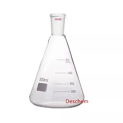 500ml 24/40 Glass Erlenmeyer Flask Ground Joint Conical Bottle Lab Glassware • $19.99