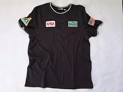 Mens Black T Shirt. Size L.NEW.iron Patches.apollo.ideal Present.NASA T-shirt  • £8.50