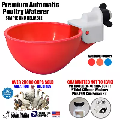 Automatic Watering Cups Poultry Drinker Waterer Chicken Duck Quail Pigeon  • $9.95