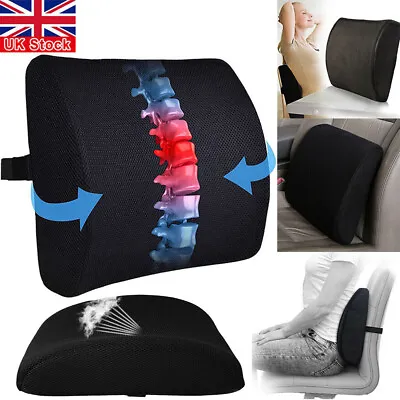 Car Office Memory Foam Lumbar Back Support Cushion Waist Pillow Chair Seat Pad • £8.75