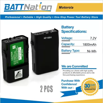 2x 7.2V 1800mAh NiMh Battery For Motorola PMNN4000 GP68 • $35.45
