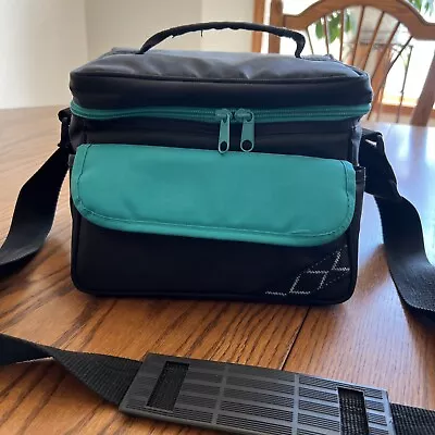 Vtg Camera Bag Unbranded Black & Teal 9x6.5x7 Mint Condition • $8.99