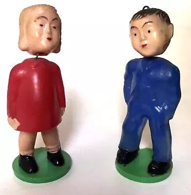 MAGNETIC KISSING FIGURINES DOLLS Plastic Toy Bobblehead Nodder Hong Kong VINTAGE • $12