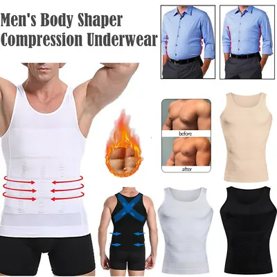 SLIMMING VEST MEN BODY SHAPER Slim Chest Belly Waist Boobs Compression Shirt UK • £10.99