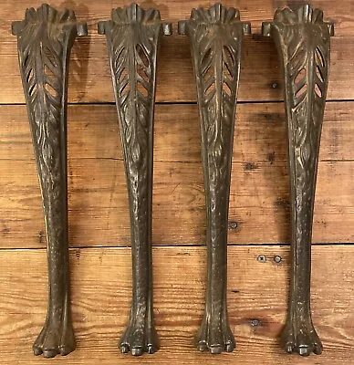 Vintage Art Deco Cast Iron Bench Legs Queen Anne Style 3-Toe Claw Foot Set Of 4 • $160