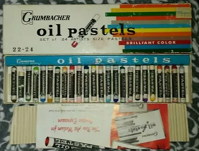 Vtg. Grumbacher Oil Pastels Set Of 24 Brilliant Color A Couple Cracked • $38.54