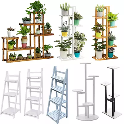 Wooden/Metal Flower Display Plant Stand Corner Shelf Storage Rack Indoor Outdoor • £16.95