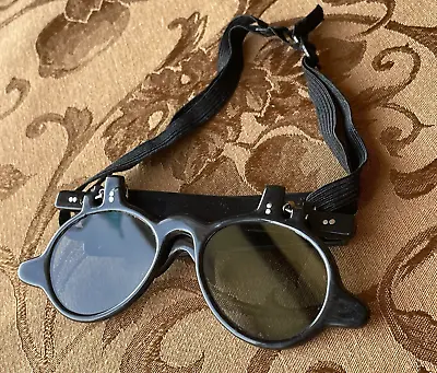 Vintage 1940's Flip Up Down Safety Glasses Steampunk Bakelite Frame W/Strap • $74.99