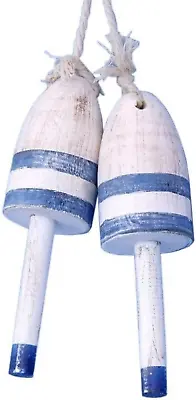 Dark-Blue-Lb-7 Wooden Vintage Maine Lobster Trap Buoy 7 -Set Of 2 Decor-Nautical • $39.49