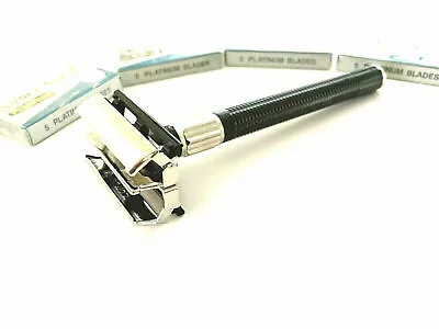 Old School Barber Safety Razor  + 20pcs Double Edge Razor Blades Mens Set New • $10.99