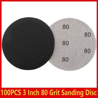 100PCS 3 Inch Sanding Discs 80 Grit Hook And Loop Sandpaper Orbital Sander Paper • $18.90