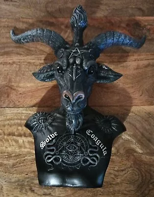 Baphomet Bust Statue 33cm Poly Resin Heavy Hand-Painted Gothic Goat Black • $110