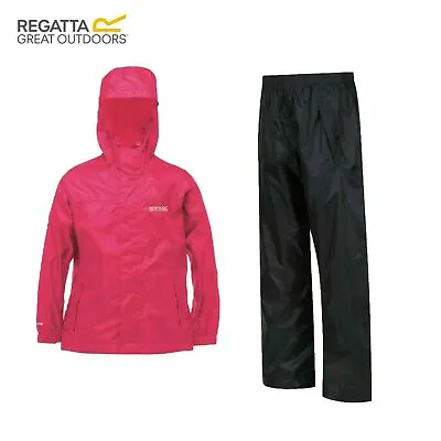 Regatta Girls Kids Child School Waterproof Jacket Trousers Rain Suit Set RRP £50 • £16.99