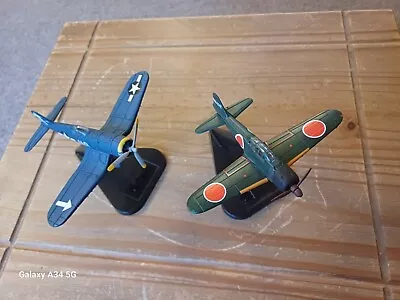 Fabbri Diecast Model Aircraft 1:100 X2 Pair F4U Corsair US Navy Mitsubishi Zero • $10.26