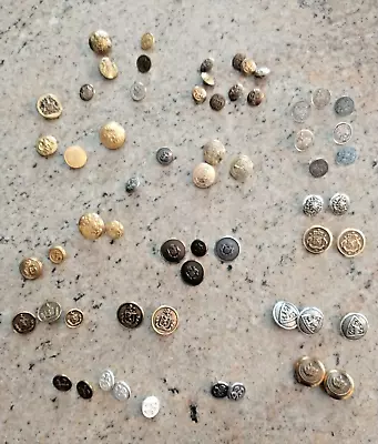 Lot Of 60 Vintage Metal Crest Shank Buttons • $9.99