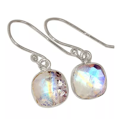 Natural Rainbow Moonstone - India 925 Silver Earrings Jewelry ALLE-15580 • $14.99