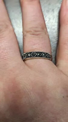 Vtg Sterling Silver Marcasite Ring/Band - Size 8 • $14.99