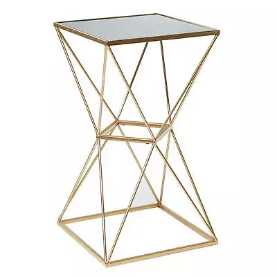 16  X 28  Gold Metal Accent Table With Mirrored Glass Top 1-Piece • $79.99