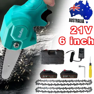 6''Electric Chainsaw Cordless Battery Rechargeable Wood Cutter Saw Chain Saws AU • $46.65