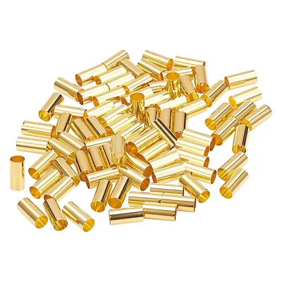 100pcs Column Brass Tube Beads Large Hole Bead Spacer Golden Tube 10x5mm • £3.59