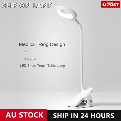 USB Flexible Clamp Clip-On LED Light Reading Table Desk Bed Bedside Night Lamp • $12.25