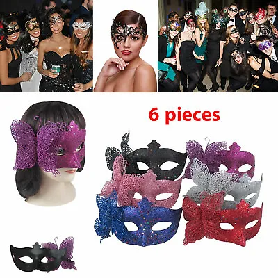 6 Pcs Mysterious Venetian Butterfly Lady Masquerade Halloween Party Mask Lots • $19.91