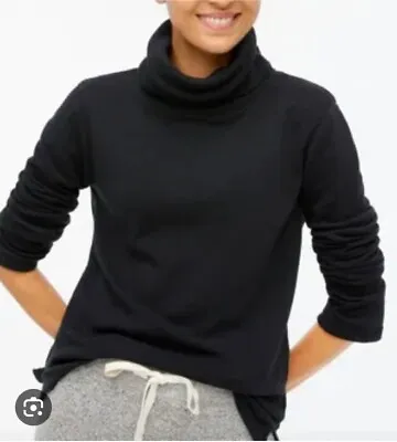 J.Crew Pullover Mockneck Soft Warm Cozy Cloudspun Fleece Sweatshirt Black Size S • $25