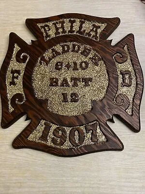 $49 • Buy Wooden  Philadelphia FD Fire Department Lg Plaque Emblem Wall Sign 19” X 19”