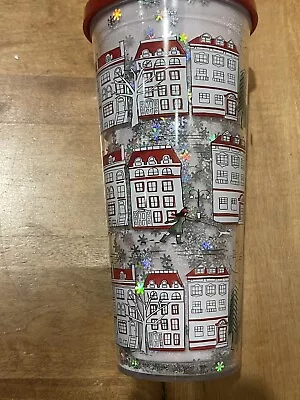 New Anthropologie Double Wall Tumbler Moving Snowflakes Molly Hatch Steel Mill • $20