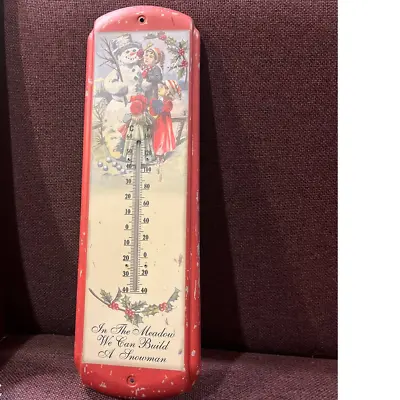Vintage Christmas Metal Wall Thermometer Christmas  • $75