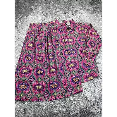 Vintage David Brooks Skirt Suit Womans 6 Purple Funky Geometric Disco Floral 70s • £38.61