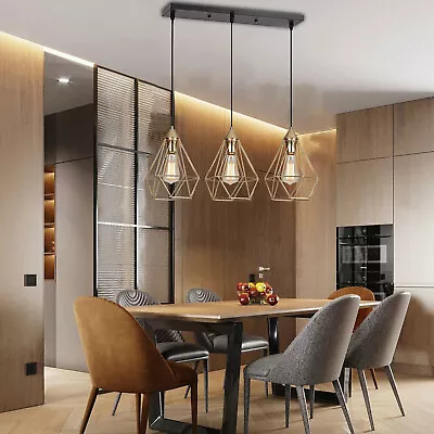 Industrial 3-Light Pendant Light Chandelier Kitchen Metal Ceiling Lamp Dining US • $28.20