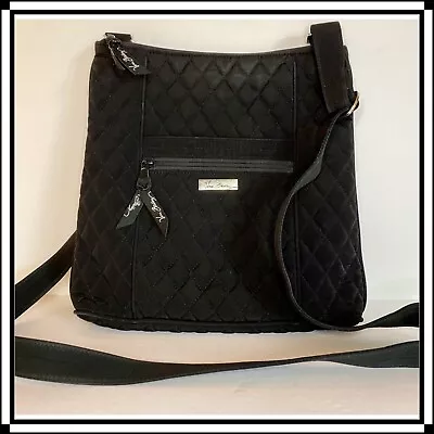 Vera Bradley Black Quilted Micro-fiber Hipster Boho Crossbody 11 X 10.5 Purse • $5.99