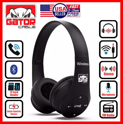 Wireless Bluetooth 5.0 Headphones Headset Over-Ear FM Radio MIC Foldable TF Card • $10.99