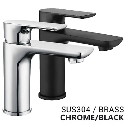 WELS Round Bathroom Basin Mixer Tap Vanity Sink Faucet Round Spout Chrome Black • $65